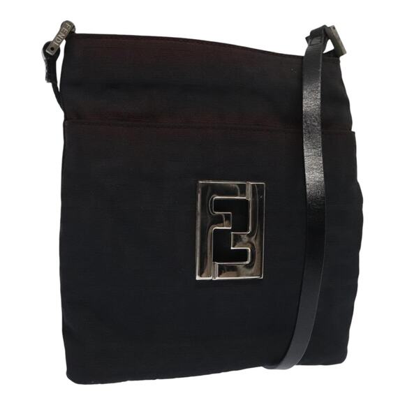 FENDI Zucca Canvas Shoulder Bag Nylon Black - Picture 1 of 11